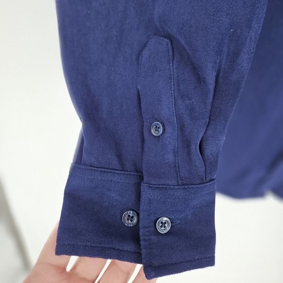 Disney Eeyore Winnie the Pooh Navy Blue Faux Suede Button Down Shirt Women Large - Picture 4 of 7